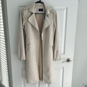 Suede Elegant Cream Women's Coat XS